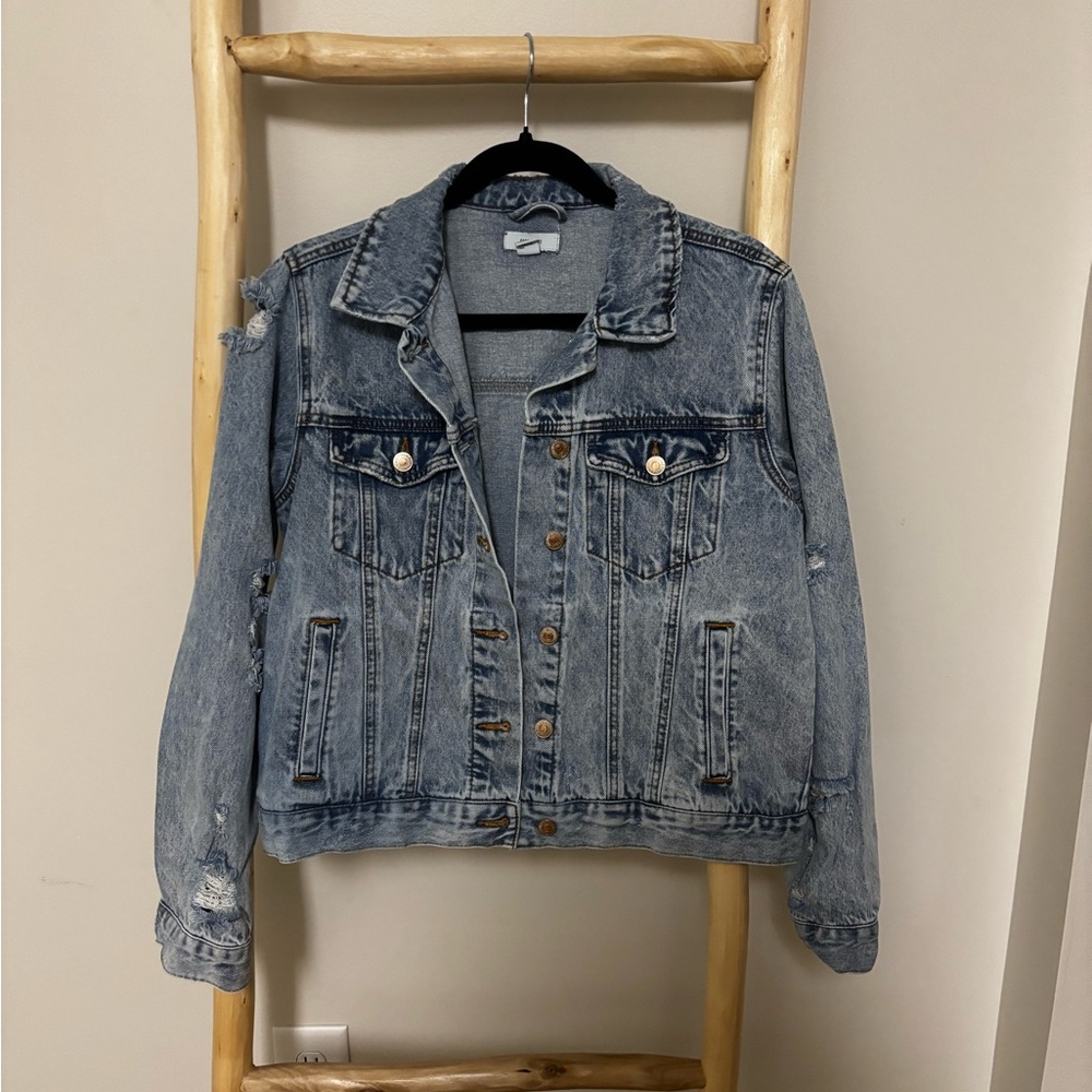Forever 21 Light Blue Distressed Jean Jacket